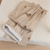 春秋款 40支双层纱布 长裤 起居裤 女士纯棉家居裤 全棉直筒睡裤