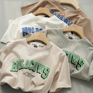 儿童纯棉T恤衫 童装 男童女童圆领短袖 夏款 字母上衣中大童 170