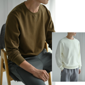 全棉圆领长袖 基础款 打底衫 宽松上衣春秋款 男士 男装 纯棉毛圈卫衣