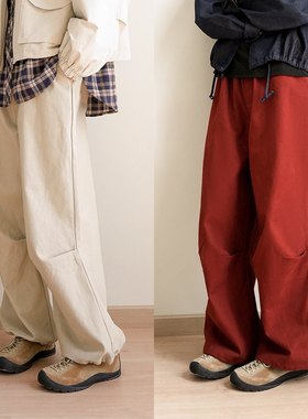 390g全棉女士保暖抓绒休闲裤 两穿散口束口松紧腰阔腿裤裤 冬k