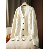 加厚690g 女士全山羊绒毛衣开衫 老钱风外套 双股26针 秋冬款