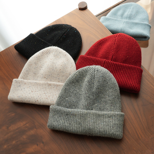 18支点子纱盆帽 女士百搭针织帽子 百搭保暖翻边毛线帽 秋冬款