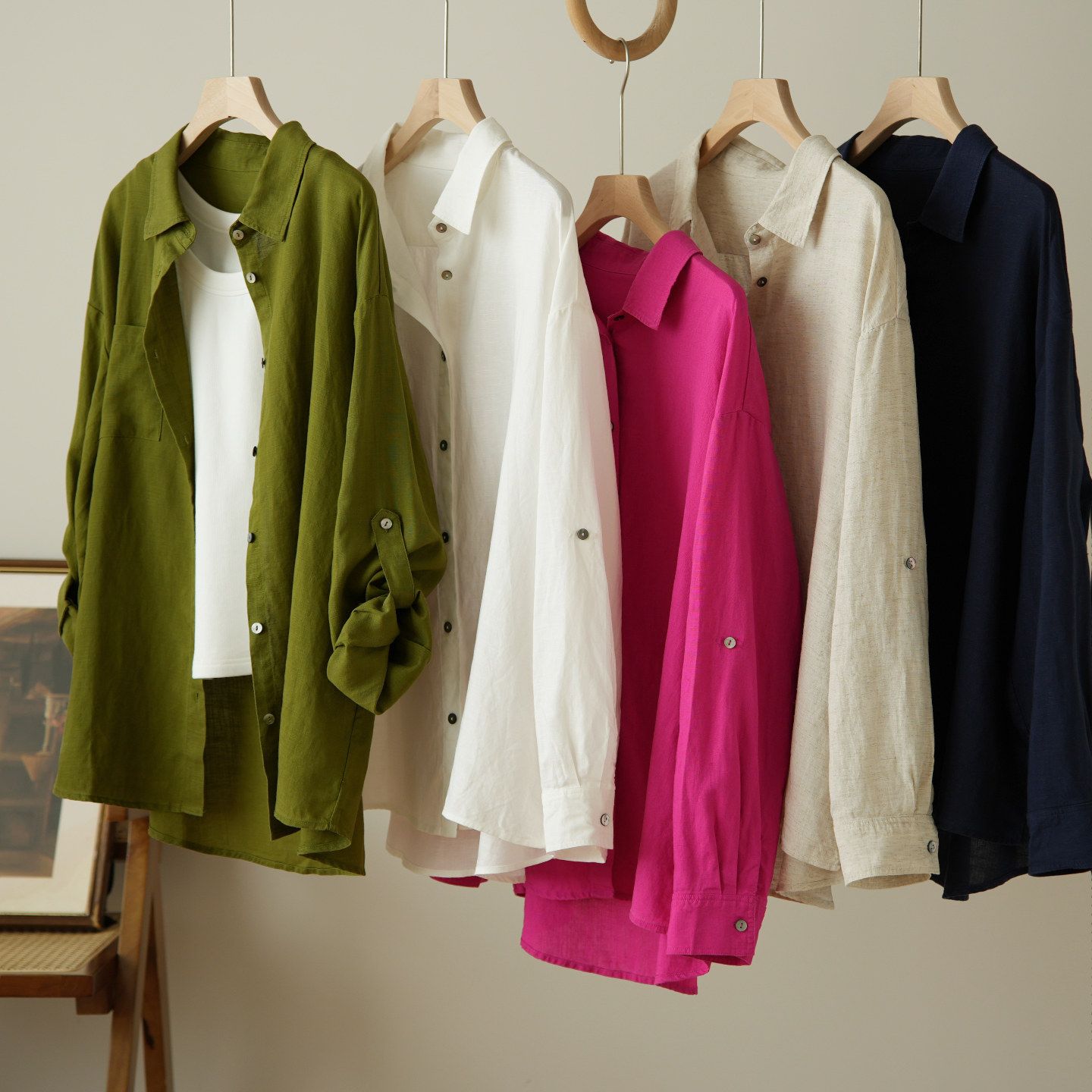 莱赛尔亚麻 女士薄款长袖衬衫 宽松版开衫外套衬衣 春夏款 女装