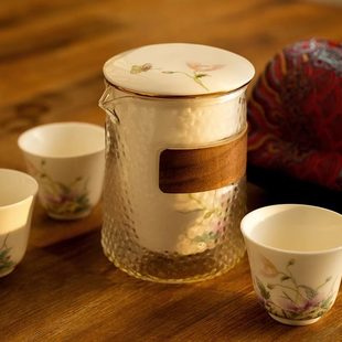 补货到 便携式办公室陶瓷茶具小套装随身泡茶壶单人茶杯一壶三杯