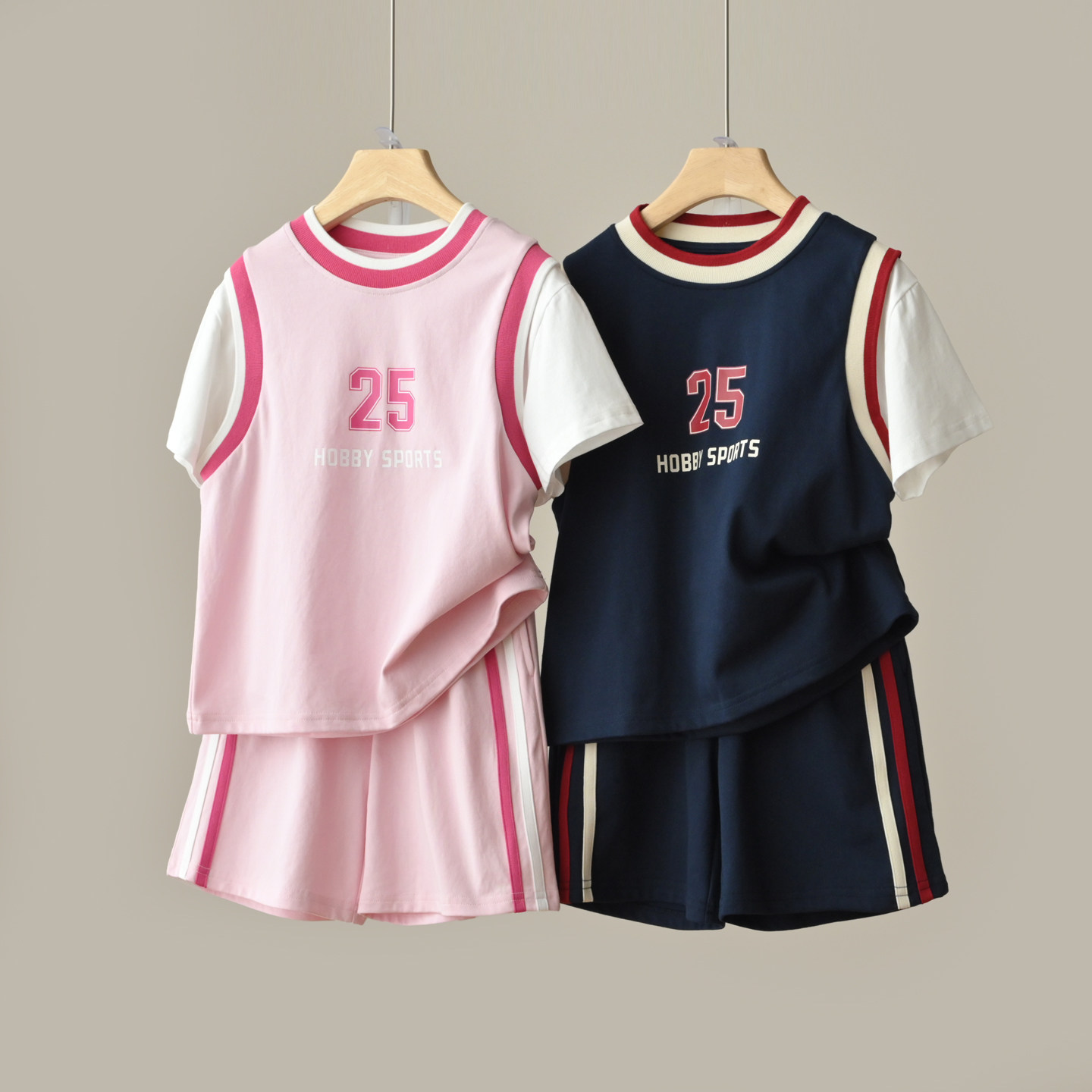 儿童速干篮球运动套装 男女童薄款假两件短袖短裤 中大童夏款童装