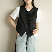女士圆领叠穿坎肩 女装 休闲通勤风短款 春夏款 上衣 含30羊毛马甲