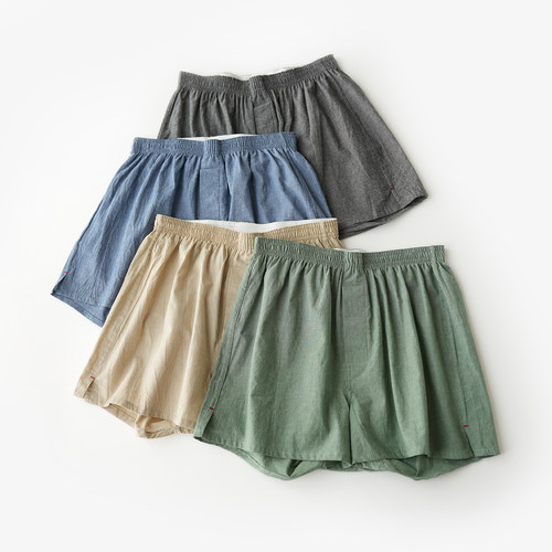 纯棉梭织短裤男士平角裤阿罗裤