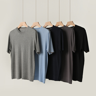 针织衫 男士 正肩商务休闲短袖 夏款 软糯 男装 100莱赛尔圆领T恤
