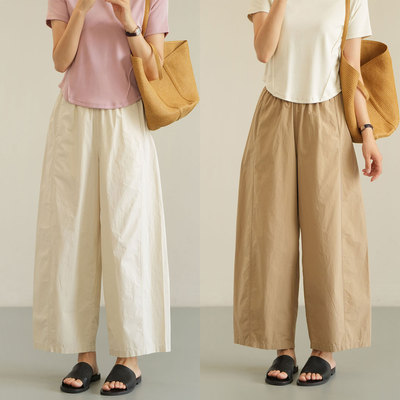 薄款女士水洗全棉九分镰刀裤夏款