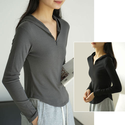 女士连帽短外套修身开衫瑜伽衣秋