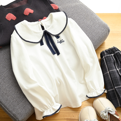 学院风纯棉娃娃领白衬衫春秋季