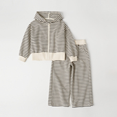 外套 春秋款 直筒长裤 中大童 女童 儿童条纹连帽开衫