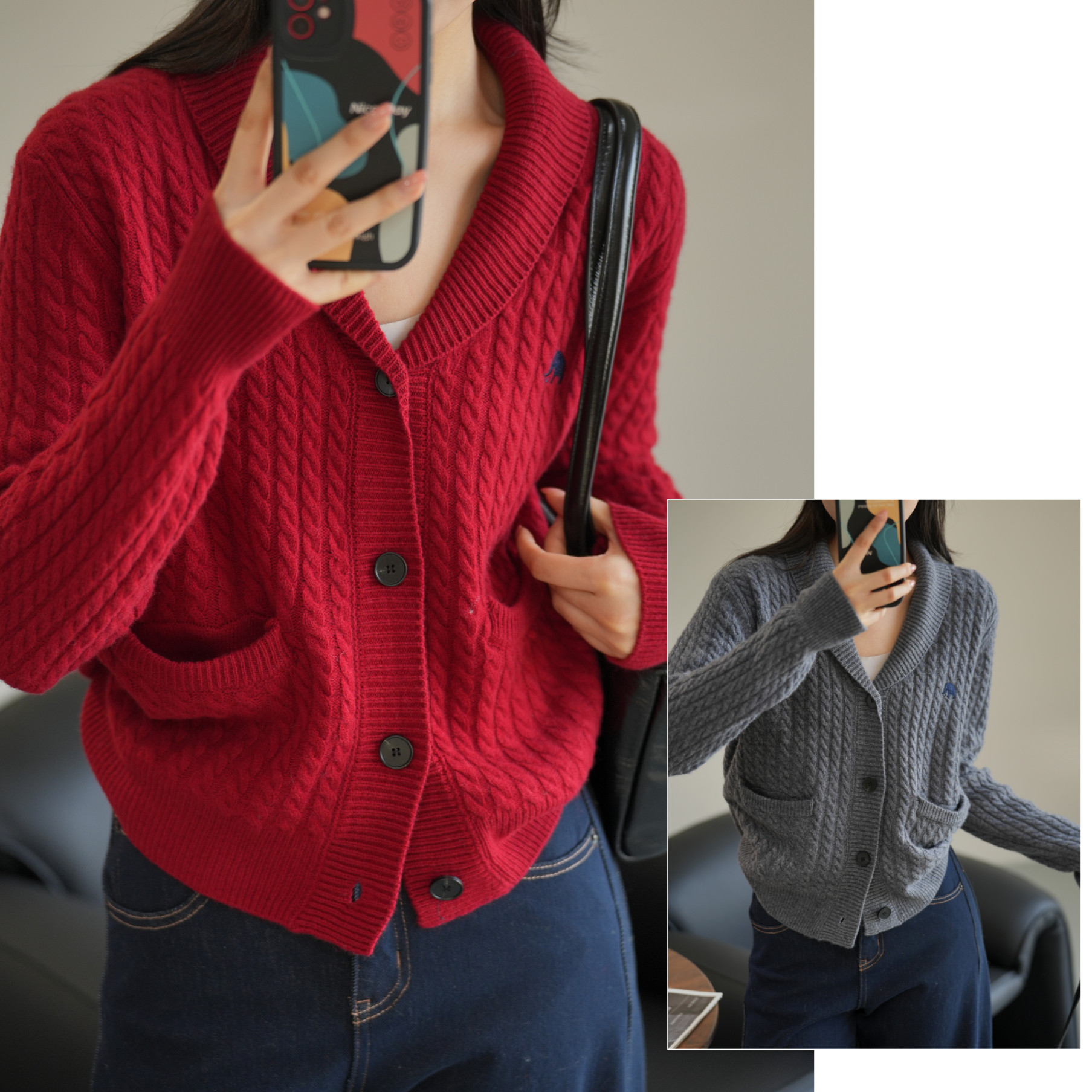 初春款16支双股全羊毛 女士小象翻领开衫毛衣 复古麻花针织上衣,女装/女士精品,毛衣,淘宝优惠券,粉丝福利购,淘宝优惠卷