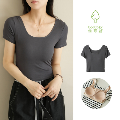 女士优可丝方领短款braT恤