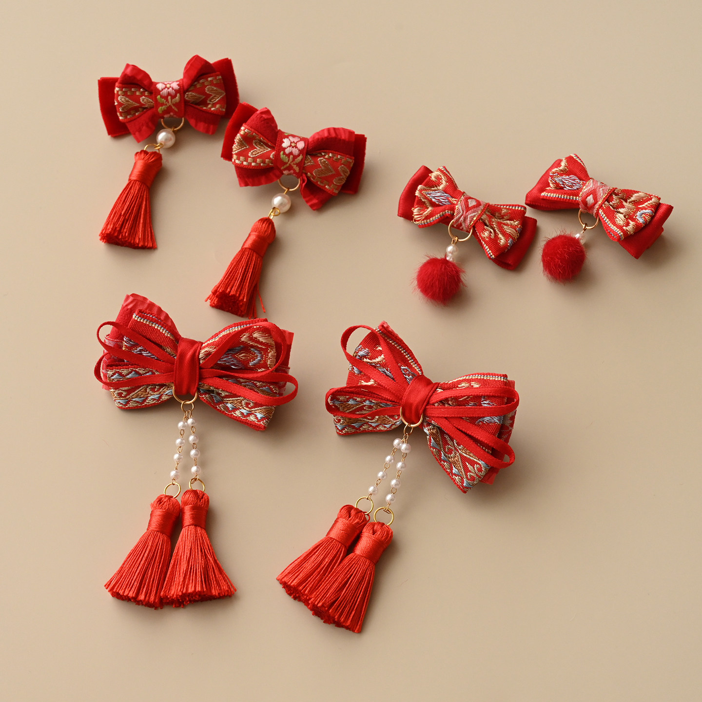 儿童新年发饰 女童蝴蝶结红发卡 节日红色系布艺发夹 扎马尾头绳,童装/婴儿装/亲子装,发饰,淘宝优惠券,粉丝福利购,淘宝优惠卷