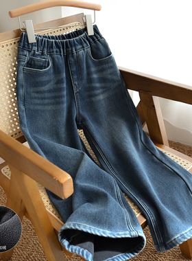 170一体绒 儿童水洗牛仔裤 女童加绒直筒裤童装 青少年 冬款