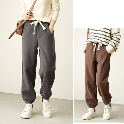 高腰百搭休闲女士一体绒长裤