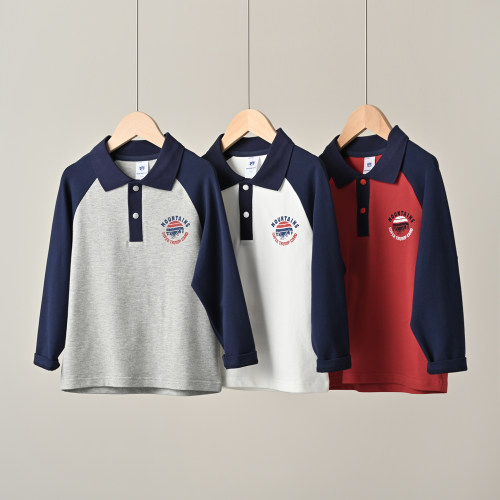 儿童polo衫男童印花翻领长袖