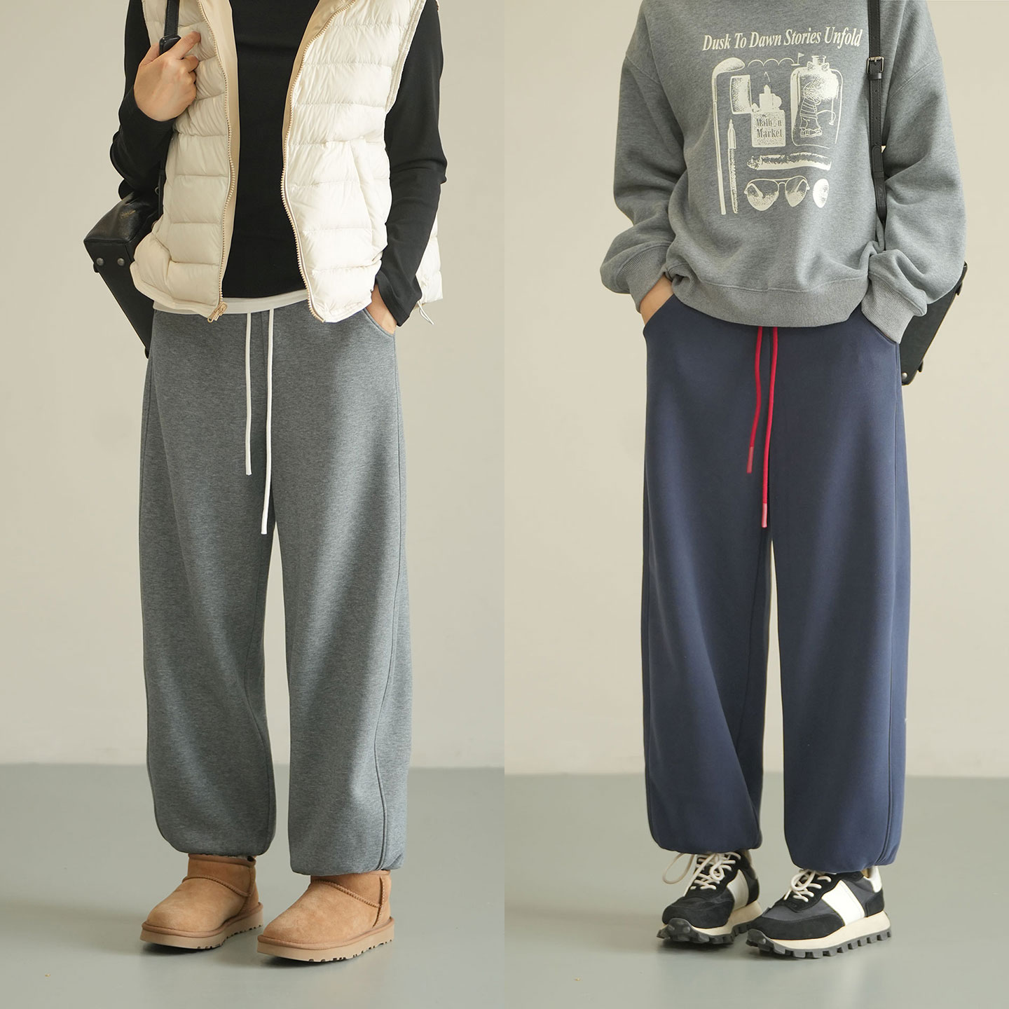 加绒卫裤女士松紧腰百搭束口卫裤