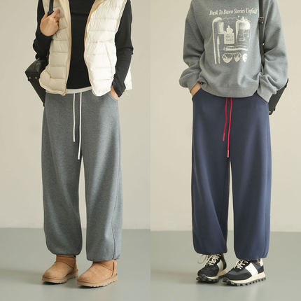 一条过冬440g 女士一体绒加绒束口卫裤 百搭运动风长裤 冬款 女装