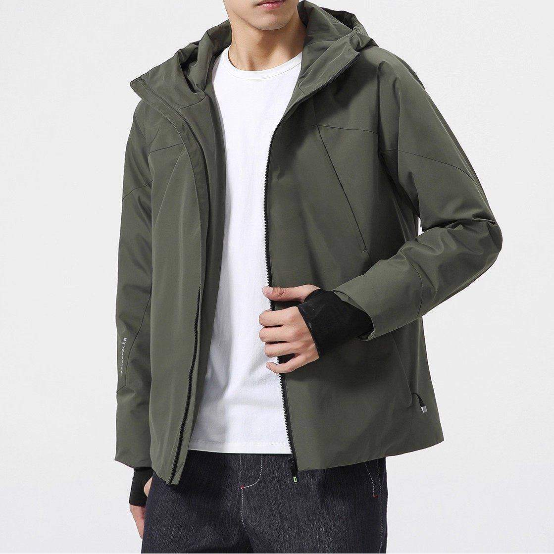 清库 大码男装 防风防泼水90白鸭绒男士保暖轻便连帽羽绒服k