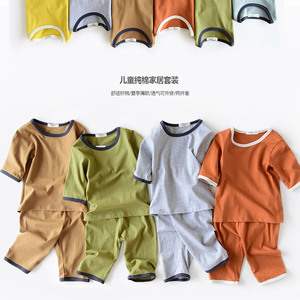 56995 儿童纯棉家居服套装 七分袖裤睡衣男童女童中大童
