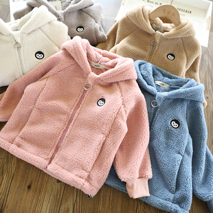 秋冬儿童颗粒绒夹克外套女童加绒加厚保暖上衣洋气百搭学生服