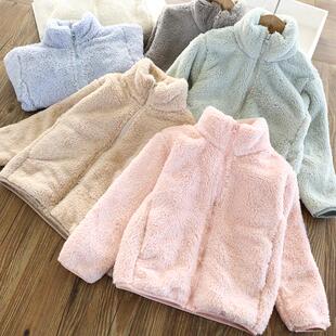 保暖加厚|男女童双面绒立领毛毛绒保暖外套 中大儿童2025秋冬新款