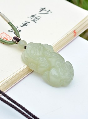 真品和田玉貔貅吊坠女款招财皮丘本命年护身符玉佩项链挂件C15538