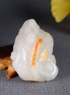 精雕和田玉青海料羊脂白玉料子细腻特级白油润五子闹佛大把件JS