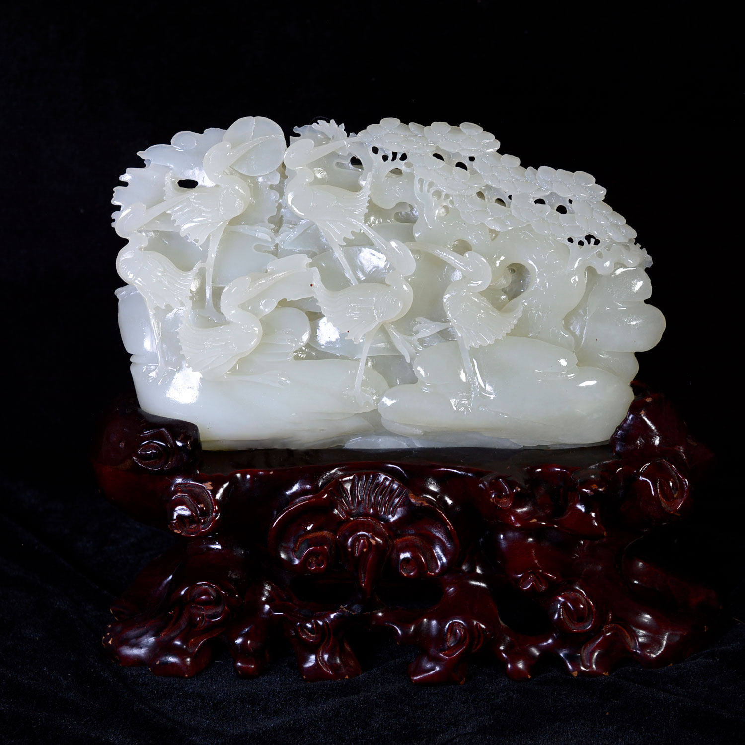 匠心工艺和田玉羊脂一级白玉质细腻温润精雕细琢六合同春摆件5275