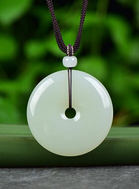 精品和田玉青海老坑高冰浅晴水玉质干净品相一流大平安扣D15316-1