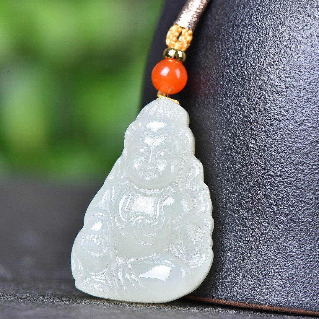 支持复检精雕工艺和田玉老坑料细腻油润干净无结构宝宝佛吊坠1971