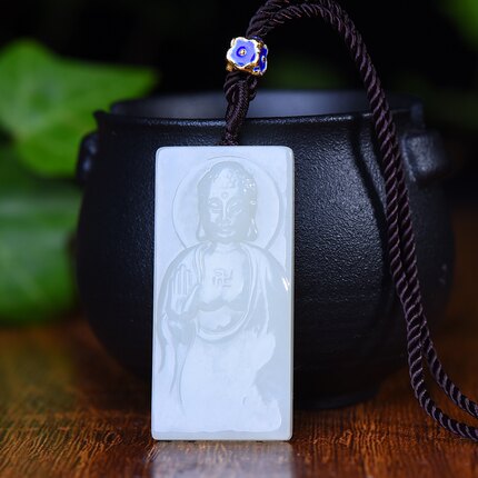 精雕细刻和田玉羊脂白玉高冰高油温润细腻心怀天下站佛牌子1430