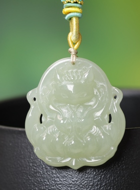 新款男女镂空工艺精选和田玉青海料细腻油润干净无结构狐狸15917