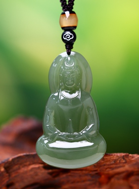 收藏级精雕细琢和田玉无瑕高冰高油干净无结构素衣观音吊坠15942