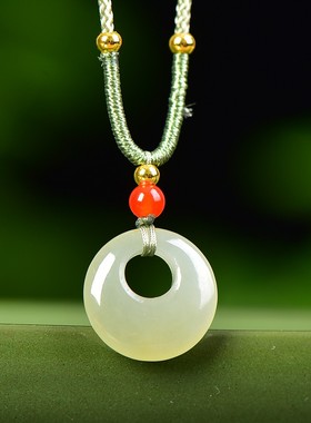 爆款大漏和田玉青海老坑料高冰浅晴水完美无结构平安环吊坠D15402