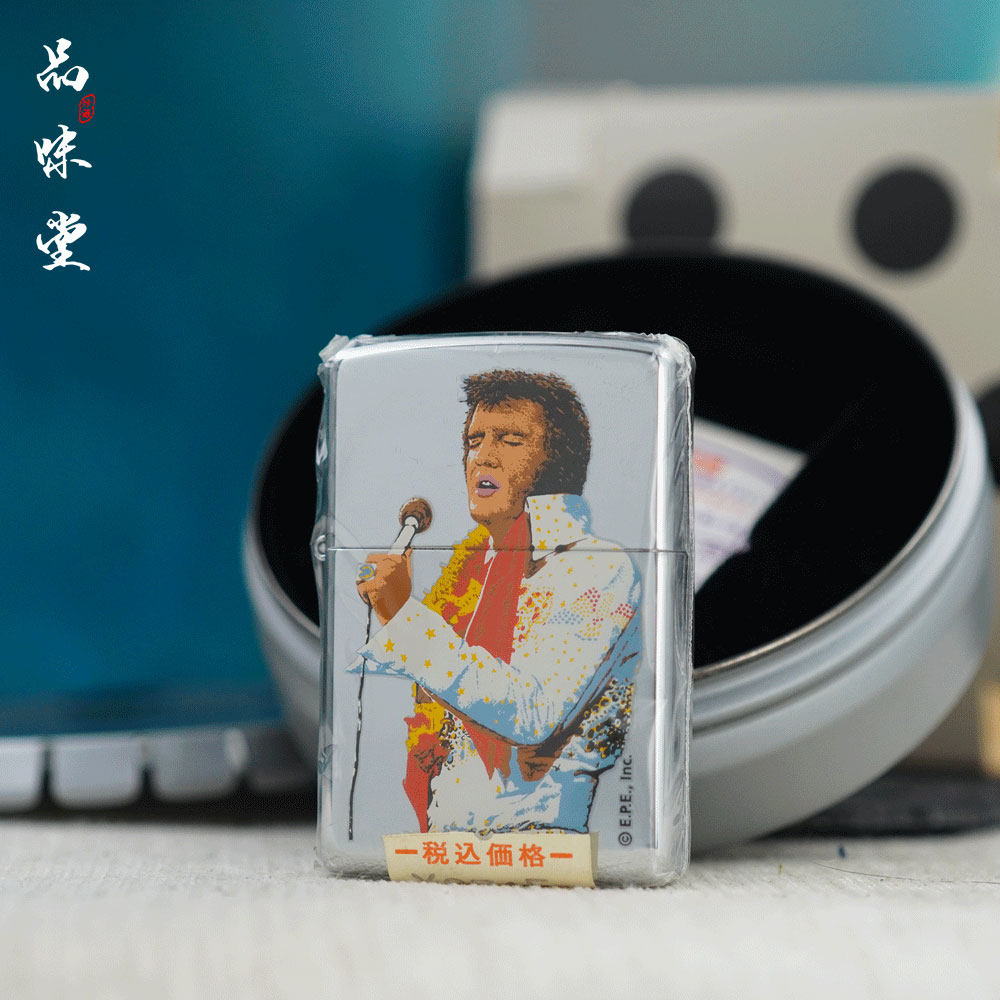 2002年美国原装正品zippo芝宝猫王好莱坞翻盖煤油打火机 限量收藏