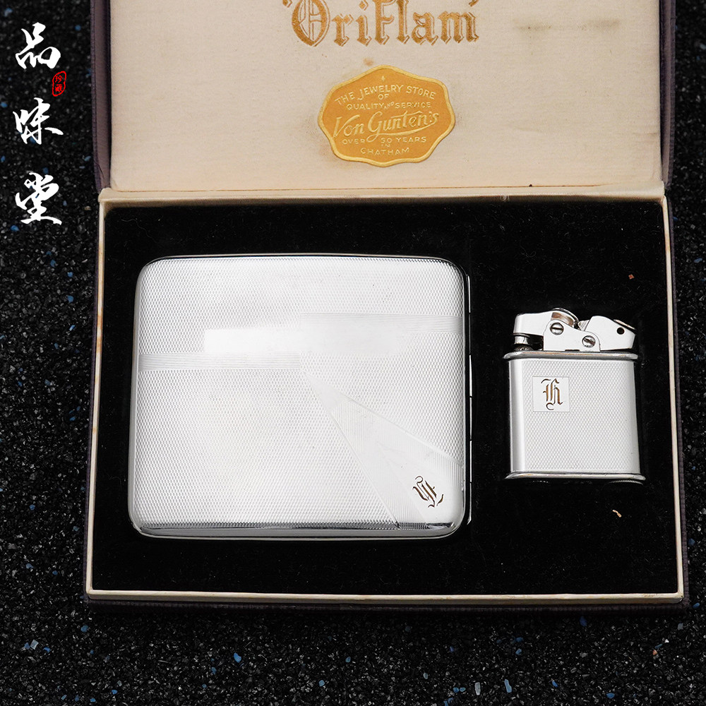 1936年瑞士产Thorens托伦斯半自动煤油打火机套装烟盒烟具男收藏