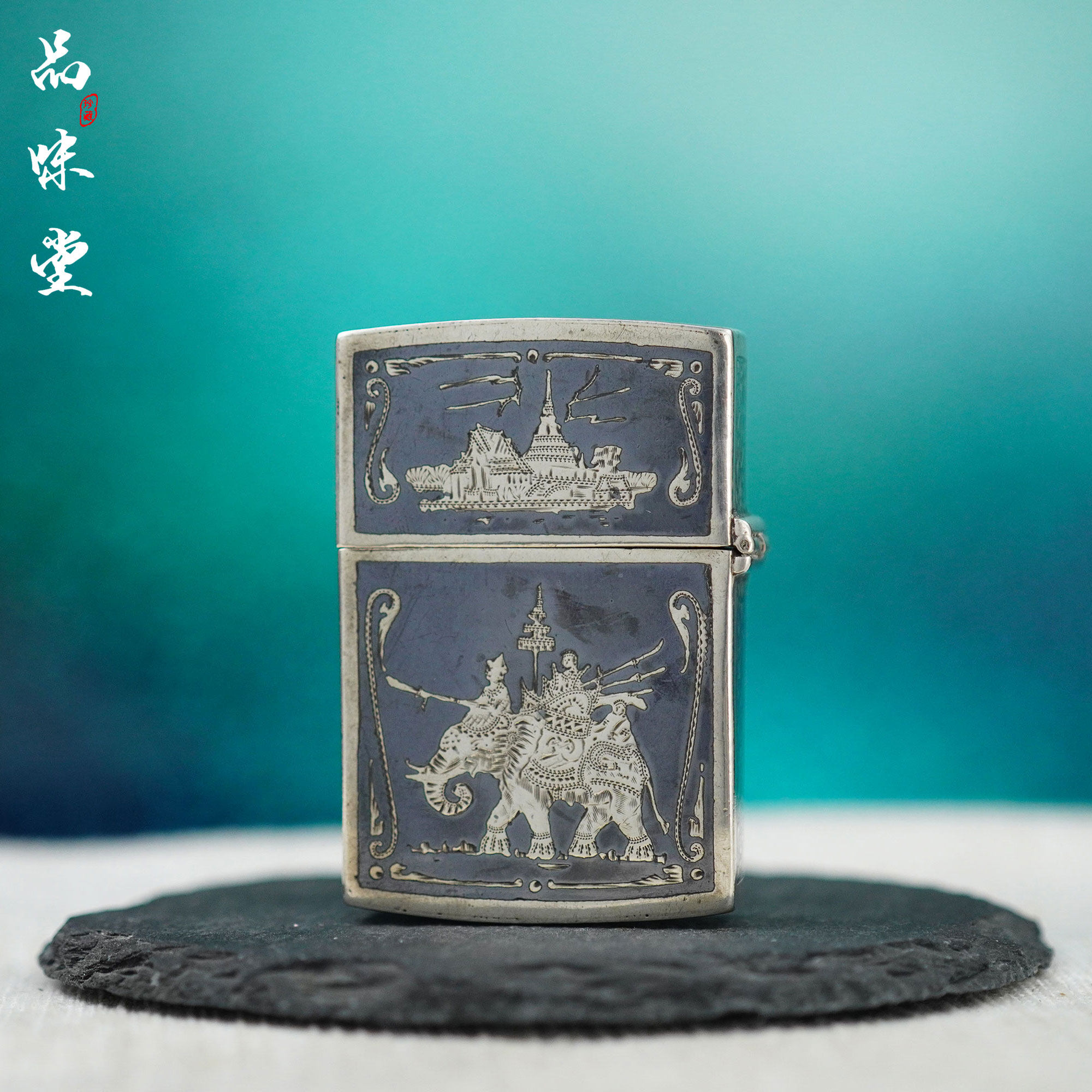 1950年欧洲纯银机手工雕刻邬银工艺精美煤油古董打火机Steriling