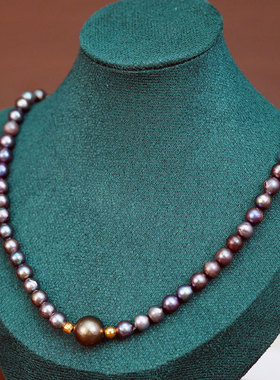 日本天然海水黑珍珠18K纯金6mm随型项链首饰高贵奢华高奢气质绝美