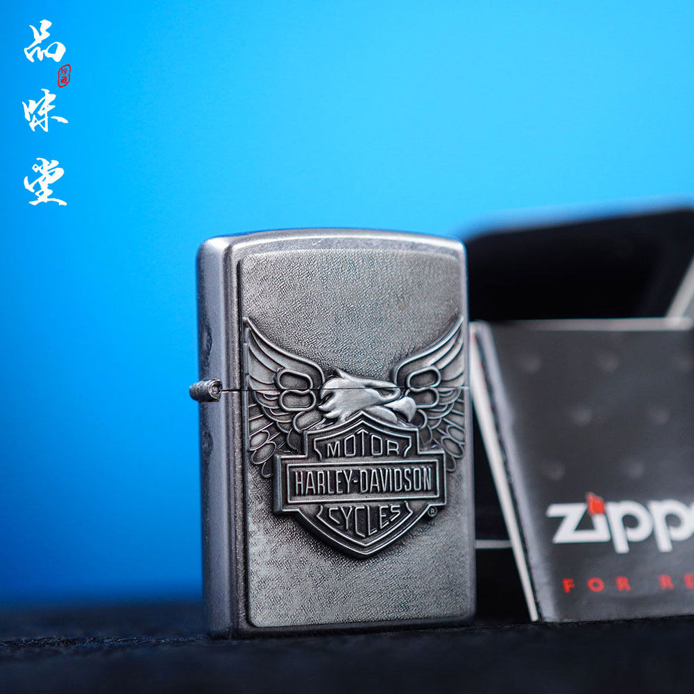 全新2005年美国zippo芝宝哈雷鹰煤油打火机翻盖防风复古个性徽章