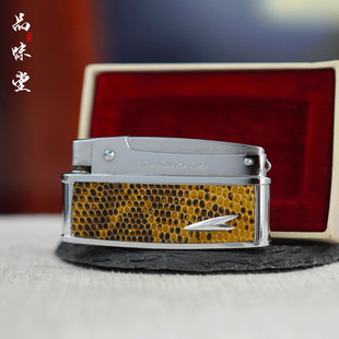 1950年日本AONE纯铜天然蟒蛇皮磕头机煤油古董打火机霸气绝版收藏