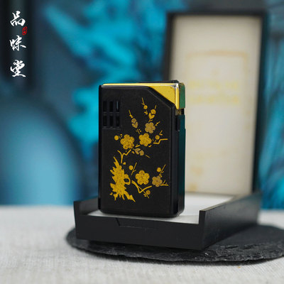 1990年日本Butane电脉冲气体打火机纯银纯金手工镶嵌腊梅艺术精美