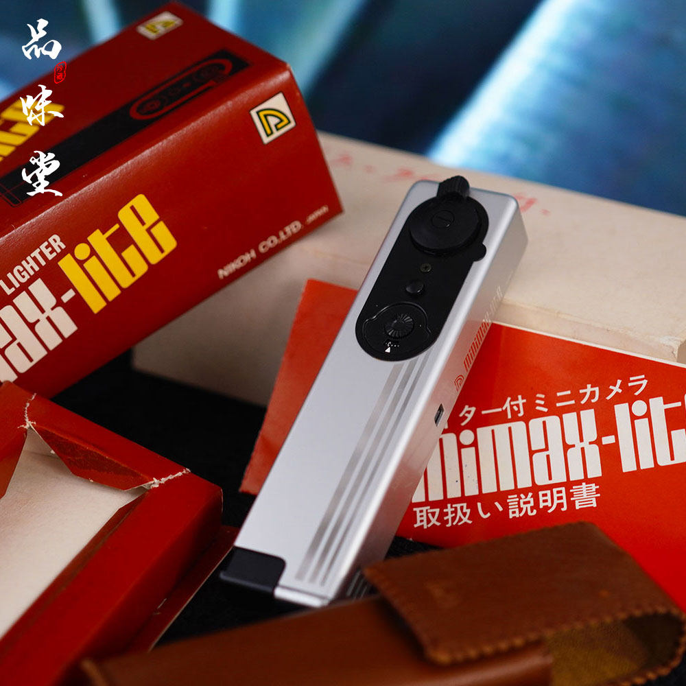 1980年代日本MINIMAX便携式老式间谍相机气体打火机皮套复古绝版