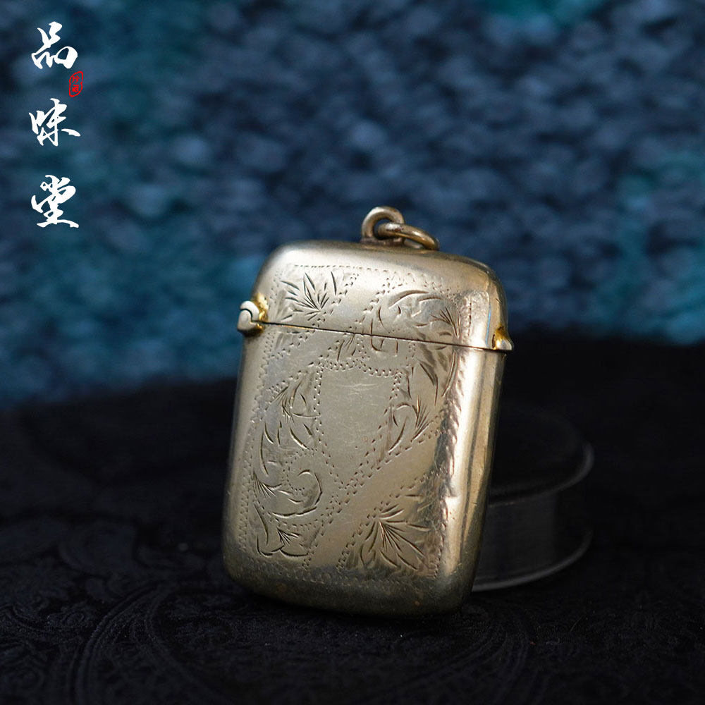 一战德国制造纯铜镀银手动雕花翻盖古董火柴盒复古个性老式经典款