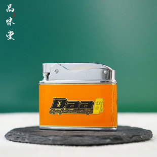 1950年日本CMC纯铜镀铬烤漆橘色磕头机煤油古董打火机库存新 烟具