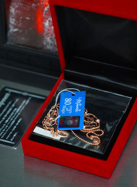 正品迪士尼80周年限定款镭射卡玫瑰金心形项链首饰送朋友全新未拆