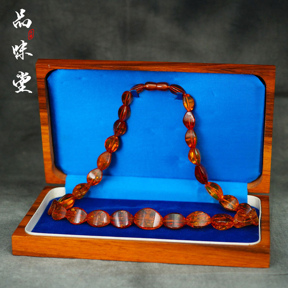 波罗的海天然花珀老琥珀蜜蜡原矿首饰项链高奢精美收藏级原盒送礼