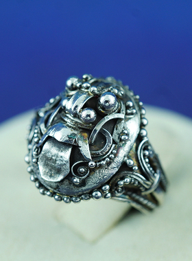 中古绝版欧洲手工纯银戒指天然宝石钻石个性复古首饰送礼收藏气质